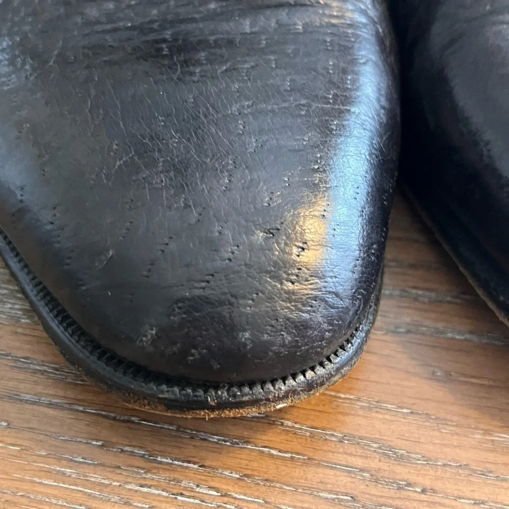 Moreschi Black Leather Slip-On Loafers with Gold Bit Size 10‎